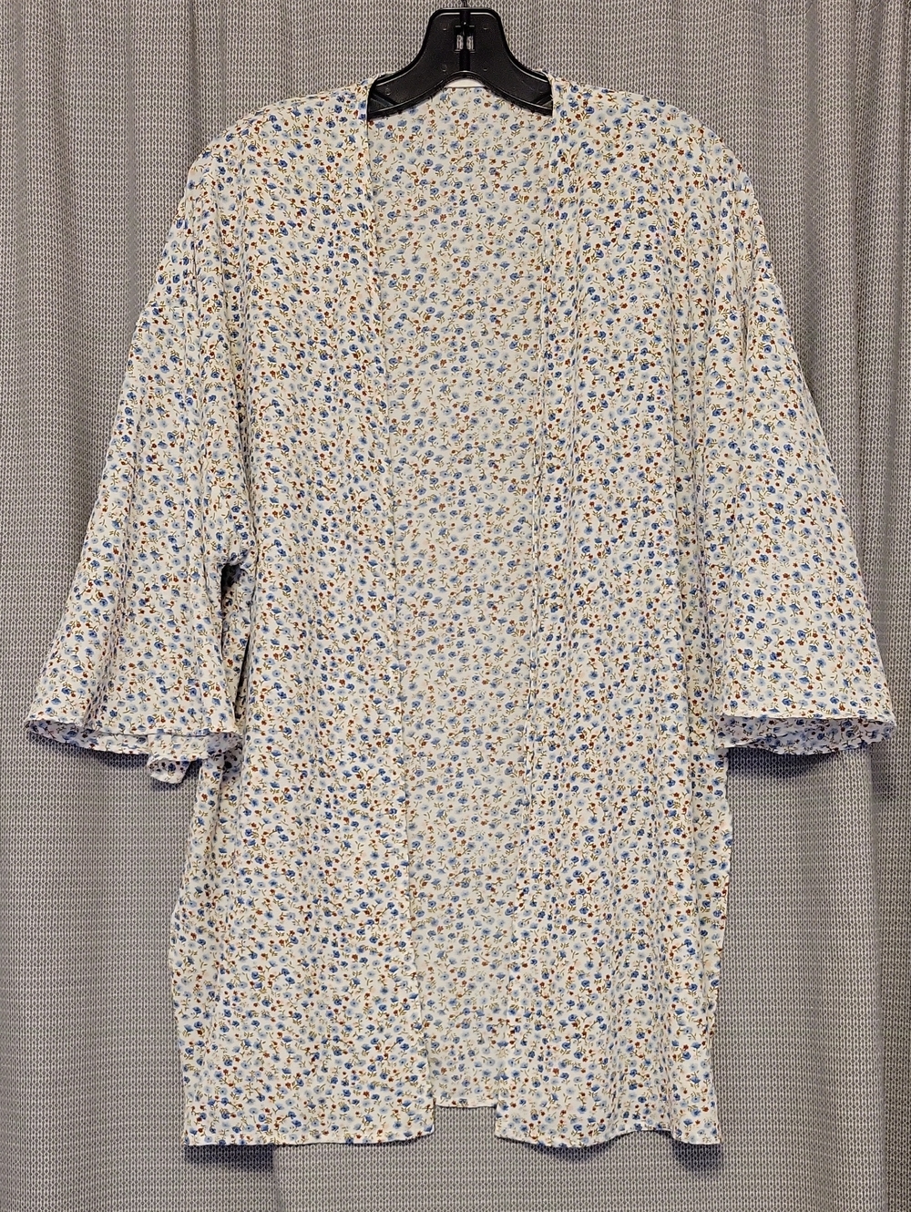 Blue & Cream Floral Kimono Coverup